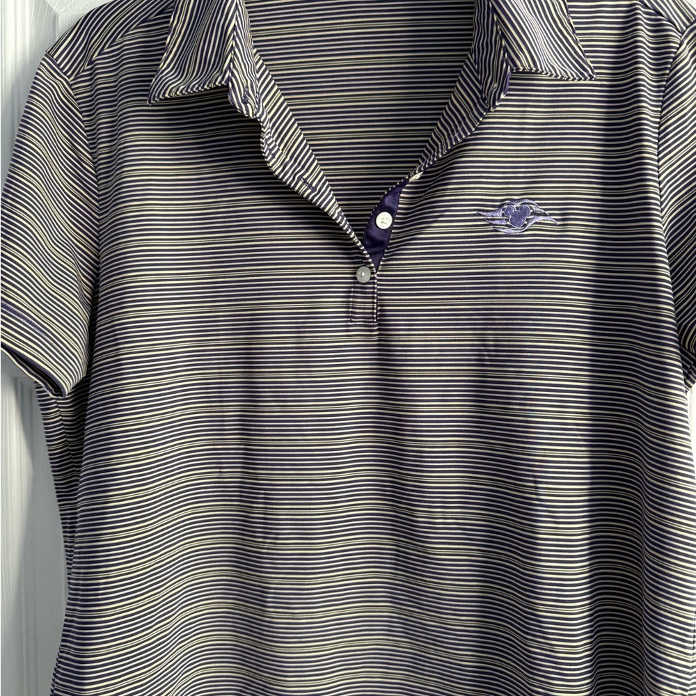 Nike Golf Purple and Yellow Striped Polo, Disney Cruise Line